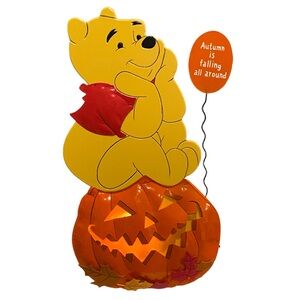 Disney Winnie The Pooh Halloween Metal Stand Light Up Display Pumpkin 18" Decor